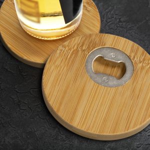 Bamboo Bottle Opener Coaster - Set of 2 - Round