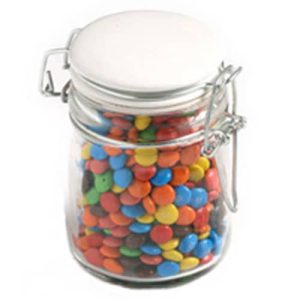 Glass Clip Lock Jar with Mini M&Ms 160g