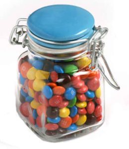 Glass Clip Lock Jar with Mini M&Ms 80g