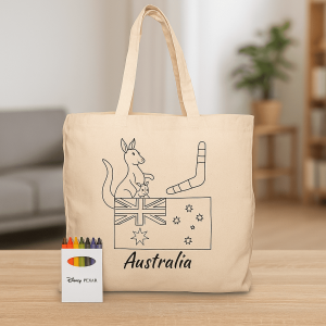 Gusset Squiggle Calico bag + Crayon set